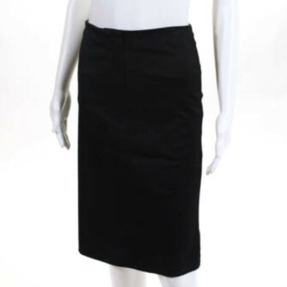 Joseph Black Cotton Knee Length Pencil Skirt Small - Picture 2 of 4
